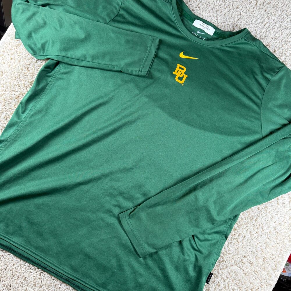 Nike Baylor Bears Dri-FIT Long Sleeve Training Shirt Green Men’s XXL 2XL